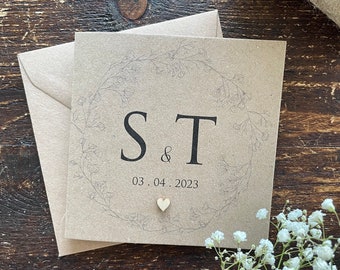 Classic Personalised Wedding Card | Simple Wedding Card | Rustic | Free Delivery