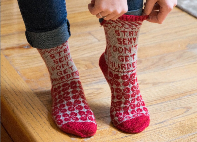 PATTERN Stay Sexy Don't Get Murdered Sock Knitting Pattern image 1