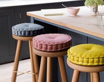 Round cushion handmade 100% customizable with Kirkby Design fabrics