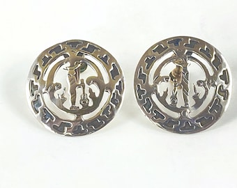 Sterling silver earrings Mexico cowboy motif