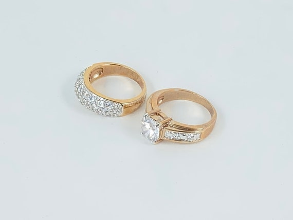 Wedding ring ensemble gold plate CZ - image 2