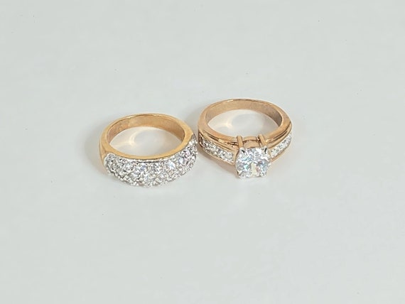 Wedding ring ensemble gold plate CZ - image 1