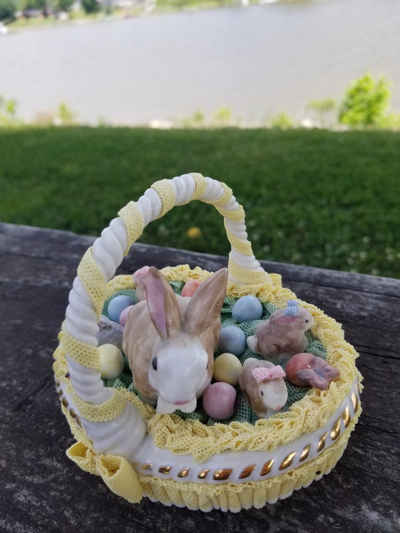 Irish Dresden Lace Easter Basket Bunnies Eggs Made in Ireland Etsy