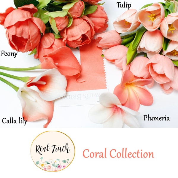 Real Touch Coral Collection-calla lily tulip peony plumeria
