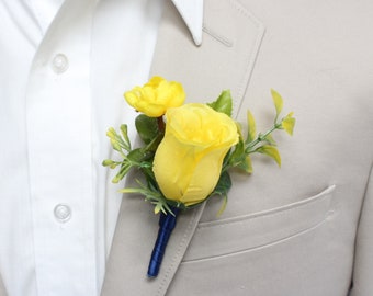 Rustic Yellow Boutonniere Sola Flower Wedding Buttonhole Groom/'s man Boutonniere Yellow Wedding Boutonniere Boutonniere for Groom