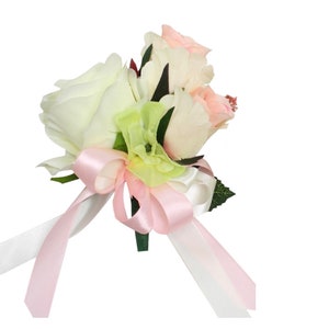 Cascading Bouquet-Ivory Shades of pink lily rose bouquet keepsake artificial flowers image 4