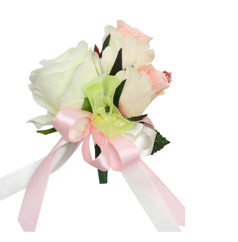 Cascading Bouquet-Ivory Shades of pink lily rose bouquet keepsake artificial flowers image 4