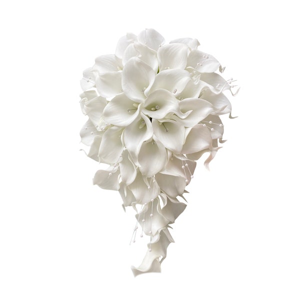 Elegant white real touch calla lily bouquet corsage boutonniere