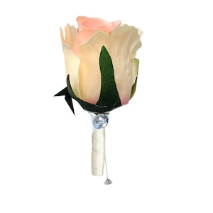 Cascading Bouquet-Ivory Shades of pink lily rose bouquet keepsake artificial flowers image 5