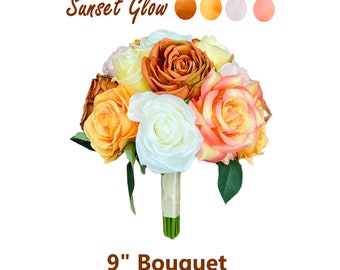 Sunset Glow Color theme-keepsake handtied rose bouquet -wedding/dance/graduation/home centerpiece