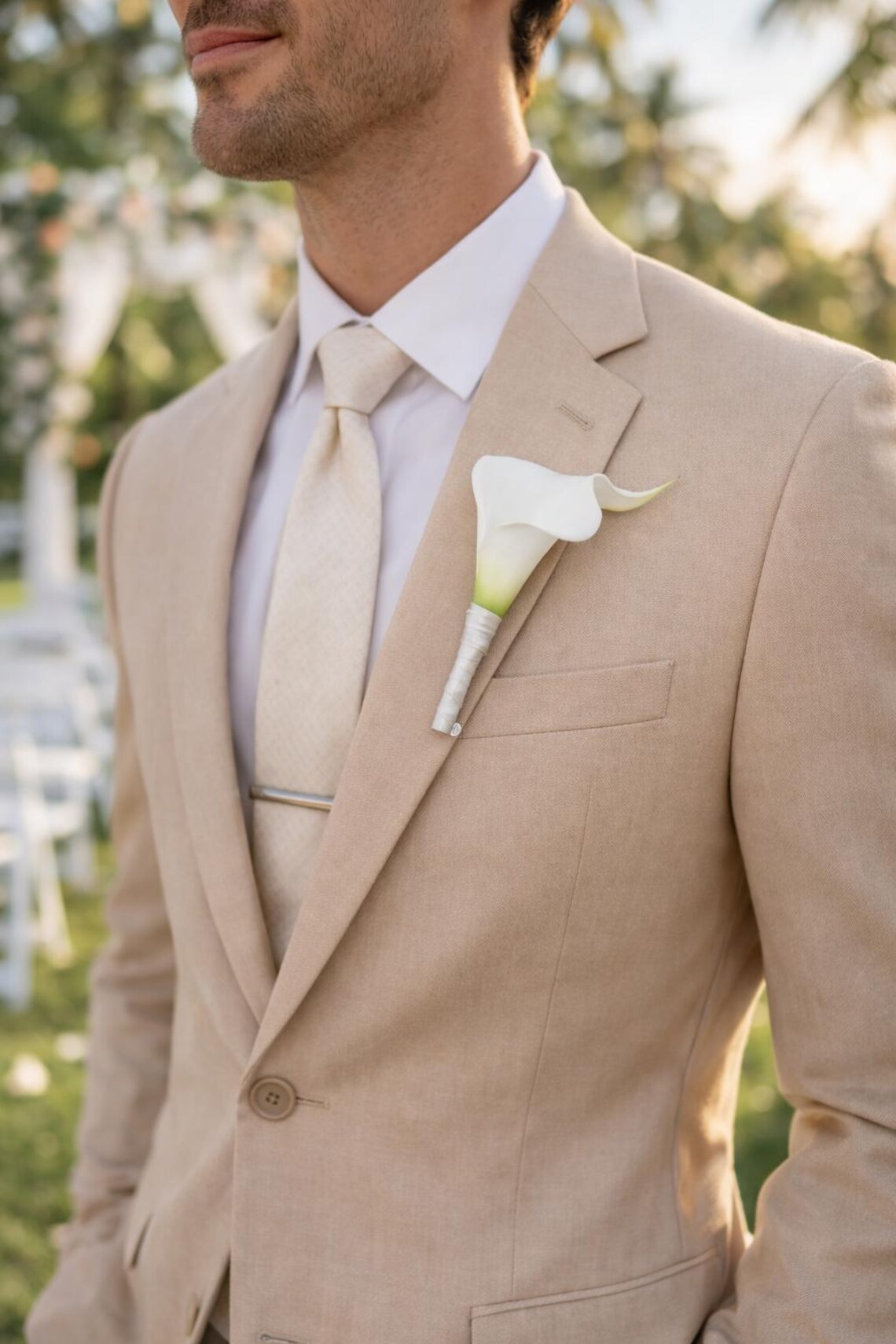 Top Pick Ribbon Boutonniere-pick Ribbon Color-real Touch Pure White Calla Lily-classic ...