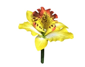 Boutonniere-Silk Orchids Pick flower color ribbon color Pin included