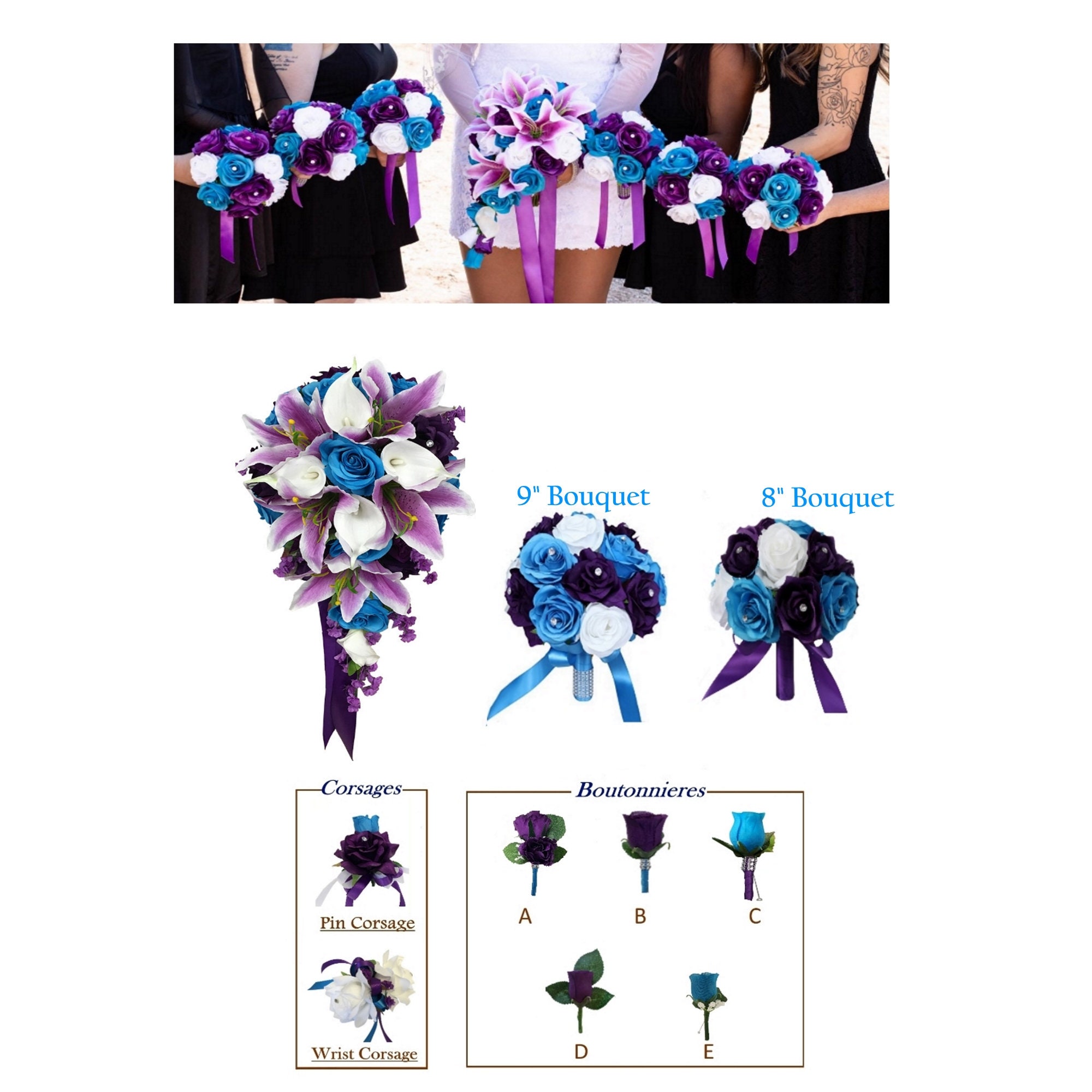 and White Artificial Wedding Flowers *Build Your Package* Lavender Purple and White Artificial Wedding Flowers *Build Your Package* Lavender Purple