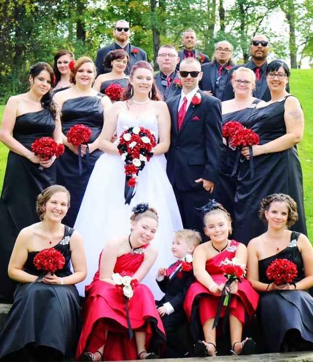 Build Wedding Package-red, Black, White Rose Calla Lily Bouquet Corsage  Boutonniere Rose Pomander Pew - Etsy