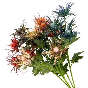 Pack of 3-artificial Sea Holly Thistles-26&quot; long 3 sprays