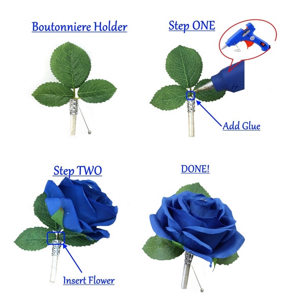 Boutonniere Holder with Pearl headed Pin-Make your own beautiful prom event flower in seconds wedding flower DIY corsage boutonneire