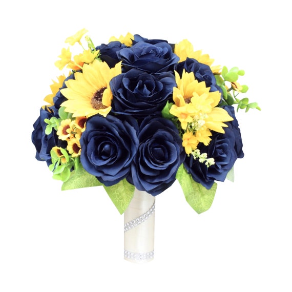Navy Blue Roses and Yellow Sunflowers Keepsake Artificial Etsy