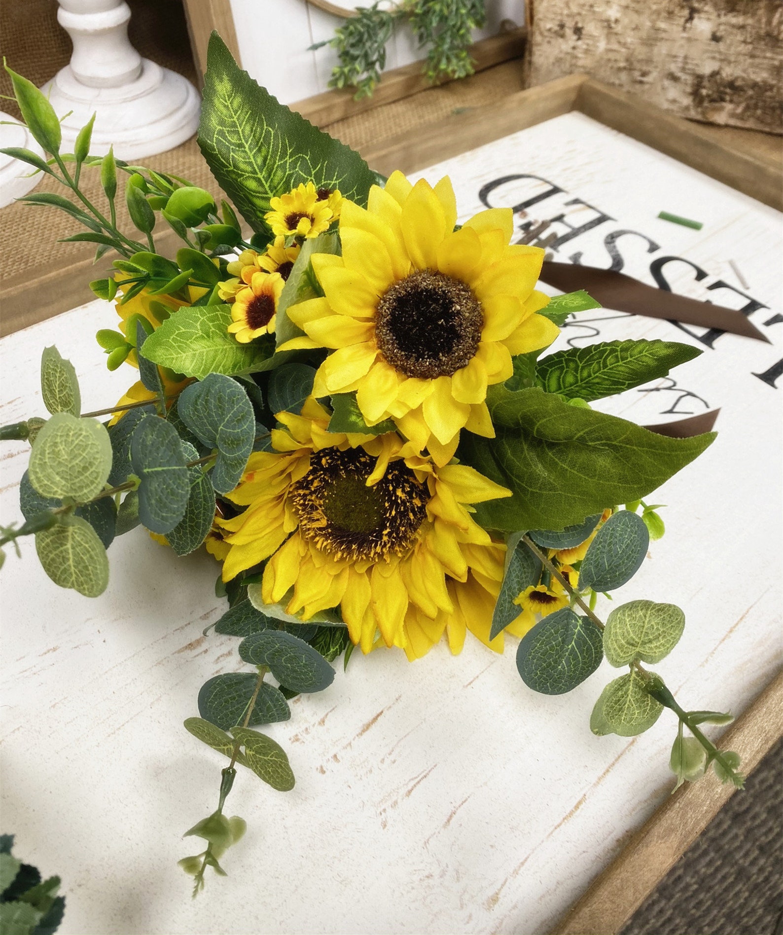 Sunflower Eucalyptus Bouquet Corsage artificial Keepsake Etsy