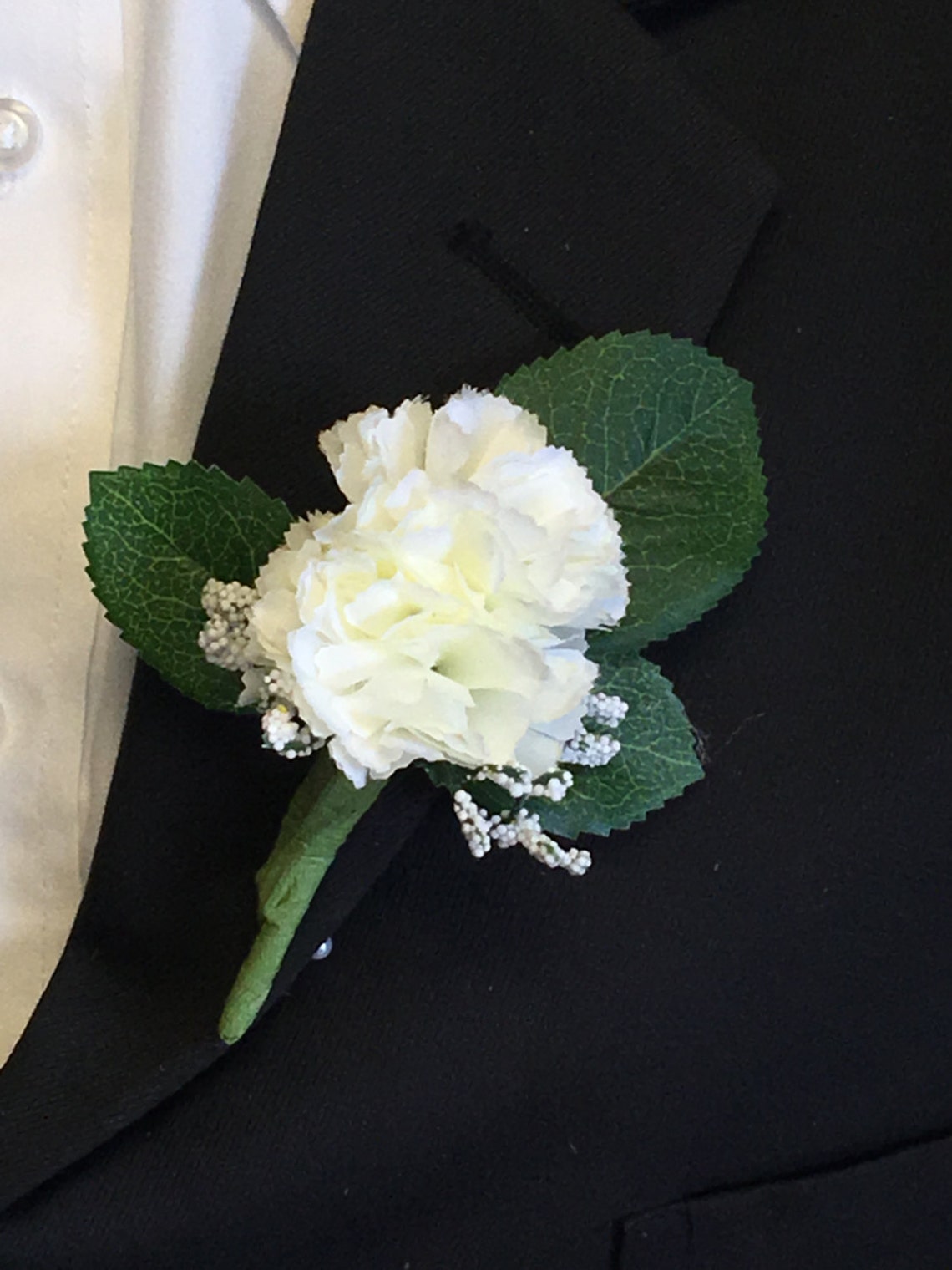 Boutonniereartificial Carnation With Baby Breathwhite and Etsy