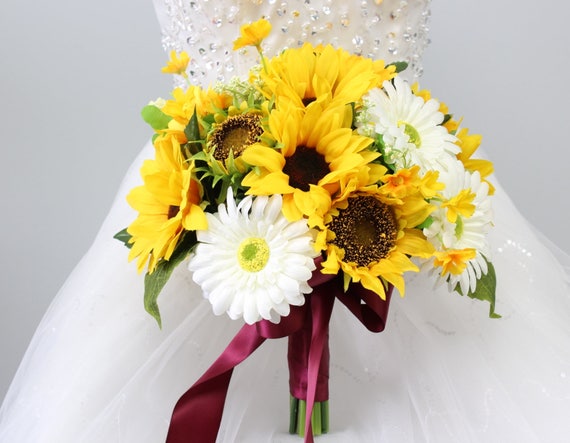 Hermoso ramo artificial rústico girasol y Gerbera Daisy flores - Etsy España