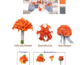 Build your wedding package-Keepsake real touch artificial Calla lily Tangerine fall beach wedding