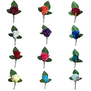 PACK OF 4-Artificial Rose Boutonniere for Men – Real Touch Flower for Wedding, Prom, or Formal Event