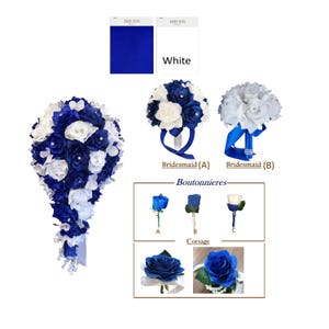 Build your wedding package-Beautiful Made-to-order Keepsake artificial flowers in Royal Blue White