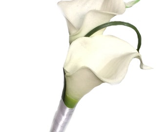 Boutonniere-Real touch calla lily (Pin included)-PICK RIBBON COLOR