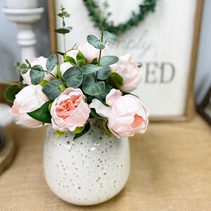 Real touch Peony with Eucalyptus arrangement -home floral decor