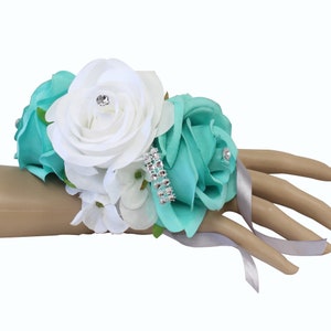 Wrist Corsage-Spa White Silver wedding homecoming dance Prom