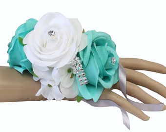 Pols Corsage-Spa White Silver bruiloft homecoming dance Prom