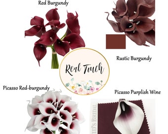 Pack of 10-Ship from GA,USA-Burgundy theme lifelike calla lilies water submerged