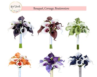 Pick Calla lily color-Build your wedding package-bouquet corsage boutonniere-baby's breath