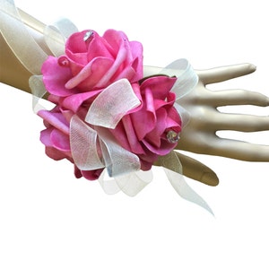 Boutonniere or Wrist Corsage watermelon Pink Color Foam Rose With ...