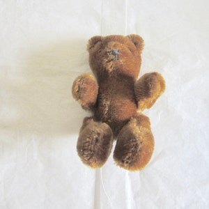 Vintage Stuffed TEDDY BEAR Plush Dark Brown Small Bear Jointed PAWS Bear Figurine Movable Arms & Legs Bear w Glass Eyes Vintage Fur Bear Toy