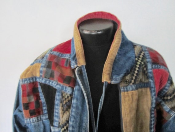 Vintage Denim Patchwork Jacket Current Seen Unise… - image 2
