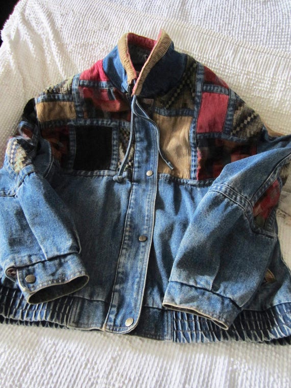 Vintage Denim Patchwork Jacket Current Seen Unise… - image 8