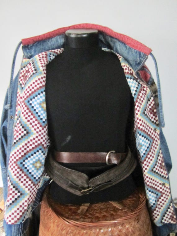 Vintage Denim Patchwork Jacket Current Seen Unise… - image 4