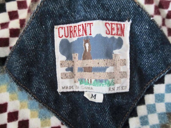Vintage Denim Patchwork Jacket Current Seen Unise… - image 9
