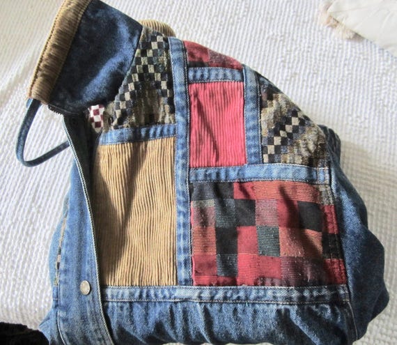 Vintage Denim Patchwork Jacket Current Seen Unise… - image 11