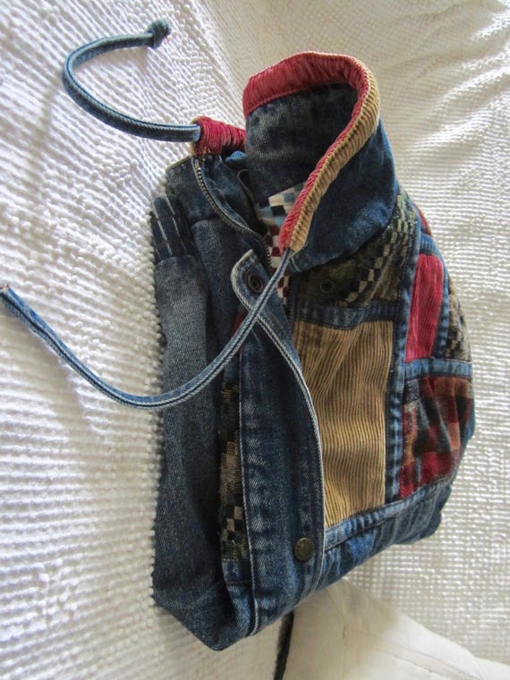 Vintage Denim Patchwork Jacket Current Seen Unise… - image 7