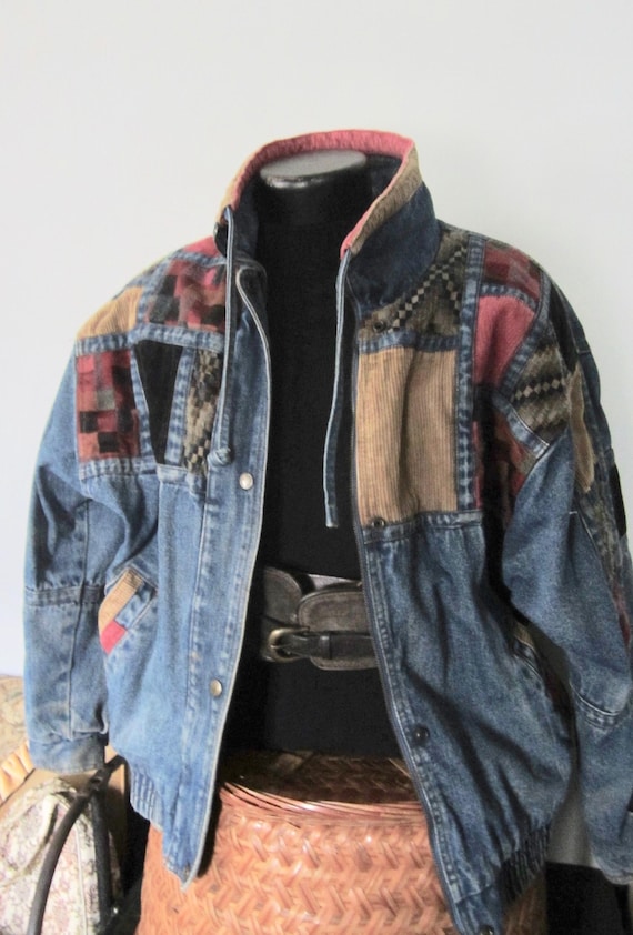 Vintage Denim Patchwork Jacket Current Seen Unise… - image 1