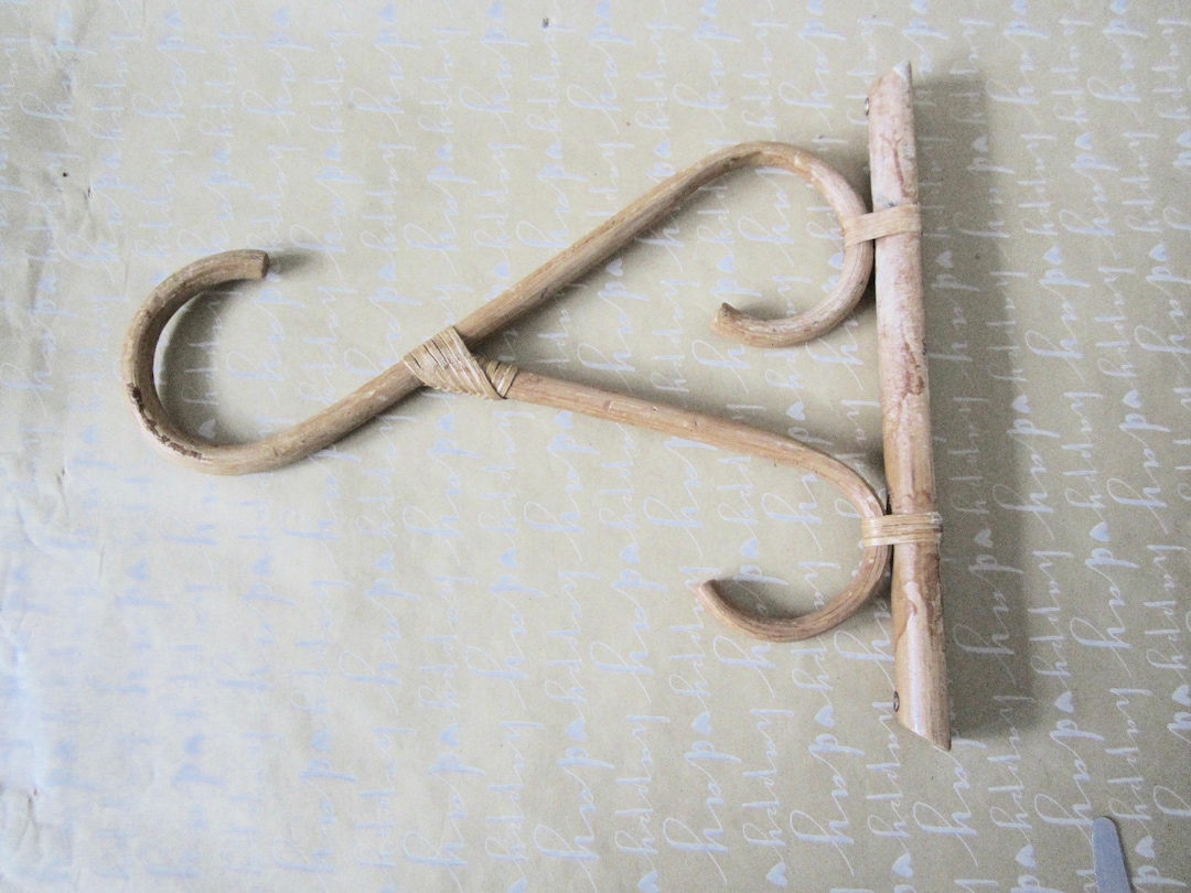Cloths Rack Mcm Vintage Rattan Rack MCM Rattan Wall Hooks Hanger Wicker Wall Rack ...