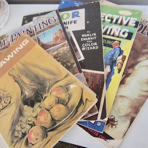 Vintage Instructional Drawing Art Books Portrait Floral Arrangement Oil Paint Water Paint Perspective Painting Color Plates Mcm Art Painting
