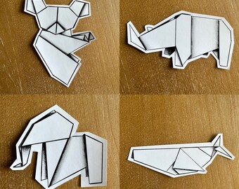 12 Pack- Endangered Animal Origami Stickers