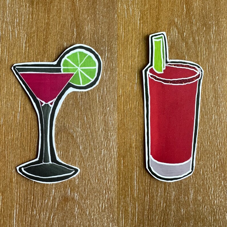 5 Pack- Mini Cocktail Stickers - Etsy
