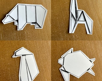6 Pack- Mini Endangered Animal Origami Stickers