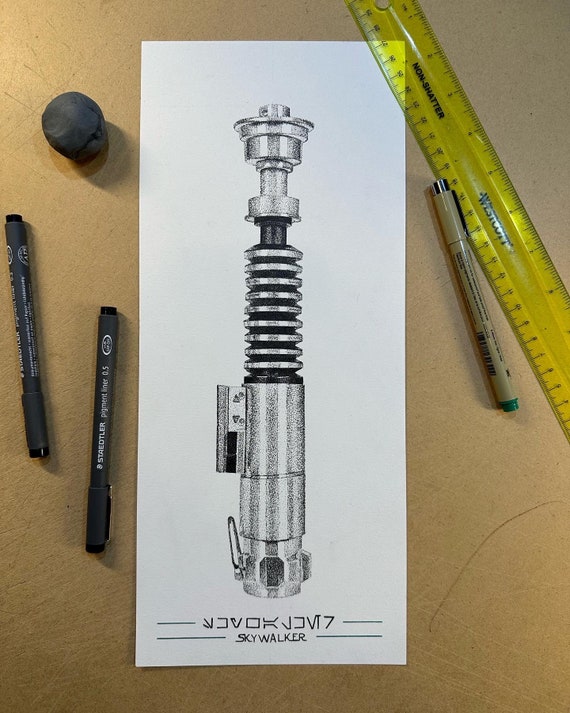 Luke Skywalker Lightsaber- Pen and Ink Stipple - Etsy