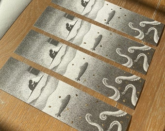 Under the Sea- Ocean themed, Individually printed, Gold Leafed and Laminated Bookmark Size 2"x8"