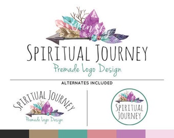 Bohemian Crystal Logo & Watermark Premade Design - Custom Business Branding / Personal Name Text Graphics - Alternates Included